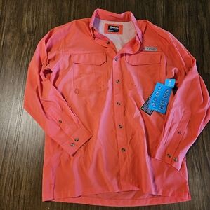 Bimini Bay NEW Mens Fishing Shirt Size Med Blood Repel UPF 35 Solarguard Red